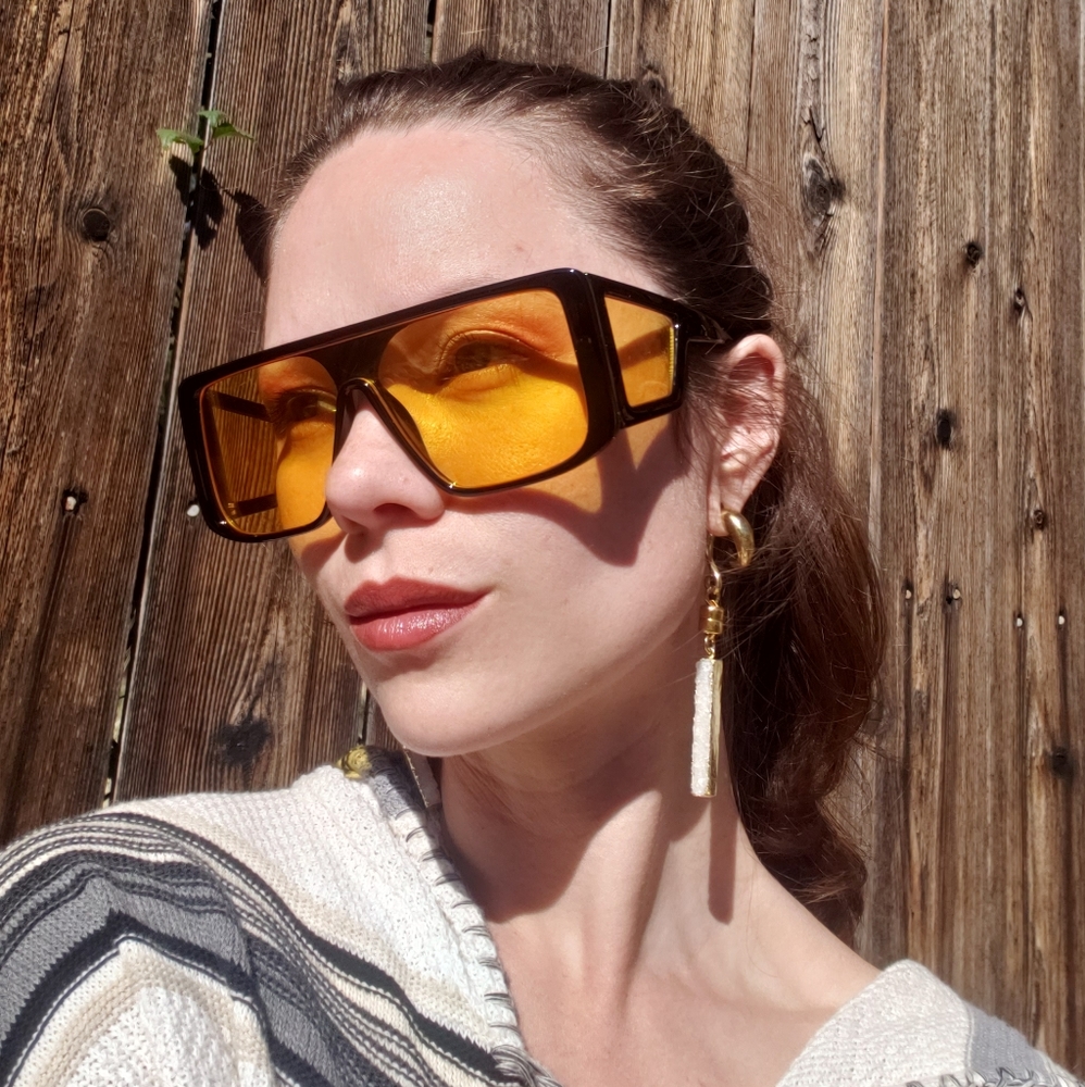 Yellow Oversized Wraparound Sunglasses